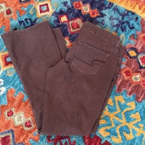 American Eagle bootcut brown cords.